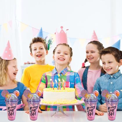 Imagem de kit 2 copos de festa ascende pisca colorido com tampa luz de led com canudo lembrancinha carnaval