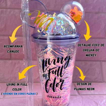 Imagem de kit 2 copos de festa ascende pisca colorido com tampa luz de led com canudo lembrancinha carnaval