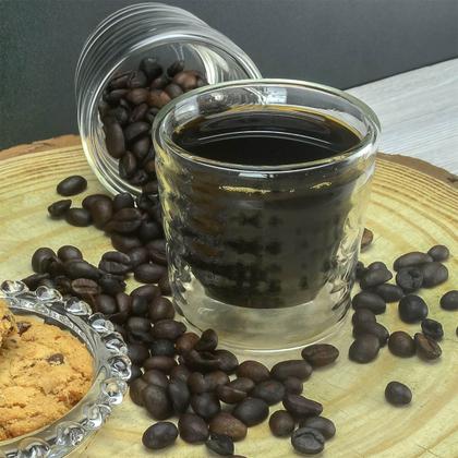 Imagem de kit 2 Copos de Vidro Parede Dupla Café Chá Linha Bistrô 80ml