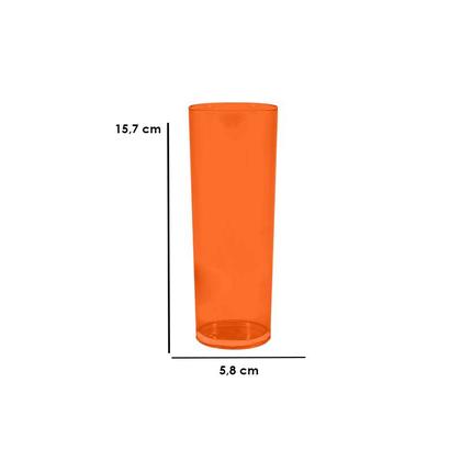 Imagem de Kit 2 Copos Long Drink Cristal Laranja Neon 330Ml Plástico