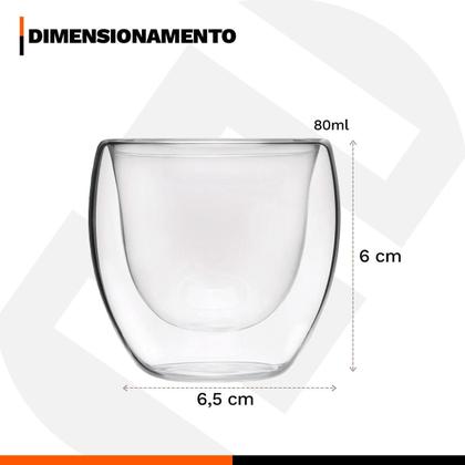 Imagem de Kit 2 Copos para Café Vidro Borossilicato 80ml Parede Dupla 