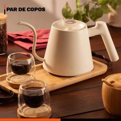 Imagem de Kit 2 Copos para Café Vidro Borossilicato 80ml Parede Dupla 