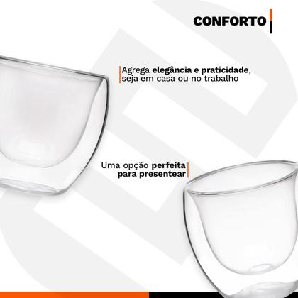 Imagem de Kit 2 Copos para Café Vidro Borossilicato 80ml Parede Dupla 