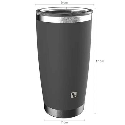 Imagem de Kit 2 Copos Térmicos de Cerveja Parede Dupla Inox com Tampa 500ml Everest Soprano Cinza