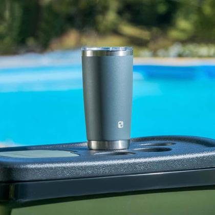 Imagem de Kit 2 Copos Térmicos de Cerveja Parede Dupla Inox com Tampa 500ml Everest Soprano Cinza