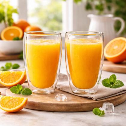 Imagem de Kit 2 Copos Vidro Borossilicato Parede Dupla 470 ml p/ Suco Café Expresso Cappuccino Chá Bebidas