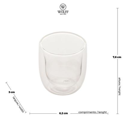 Imagem de Kit 2 Copos Vidro Duplo Café 100ml Resistente ao Calor