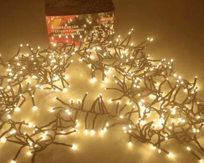 Imagem de Kit 2 Cordão Festão Led 400 Leds Branco Quente 3 metros Bivolt