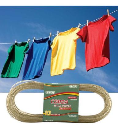 Imagem de Kit 2 Cordas De Varal 10m Rayco Não Mancha Roupa Resistente