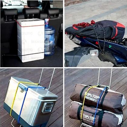 Imagem de Kit 2 Cordinhas e 2 Rede Elástica 40X40 Aranha Prender Moto Bagageiro Baú Capacete