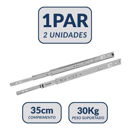 Imagem de Kit 2 Corrediças 35cm Telescópicas Light Aço Cromado para Gaveta Guarda-roupa 35mm 1 Par