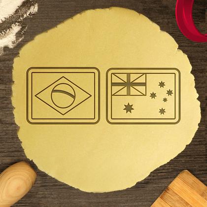 Imagem de Kit 2 Cortadores Biscoito Bandeira Brasil e Austrália