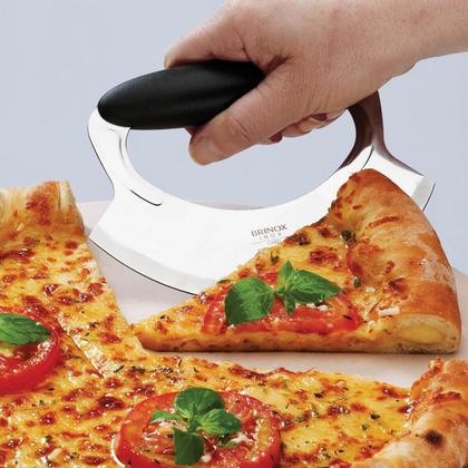 Imagem de Kit 2 Cortadores de Pizza Aço Inox Brinox Precision Plus 16,5cm Preto Massas Temperos Legumes