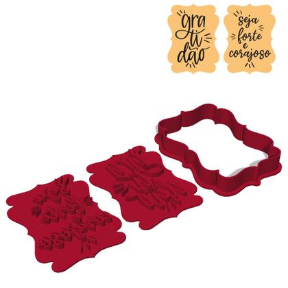 Imagem de Kit 2 Cortadores Placa Gratidão Seja Forte Corajoso