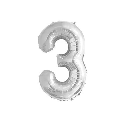 Imagem de Kit 2 Cortinas Metalizadas e Balão Número Bomba de Ar-Prata