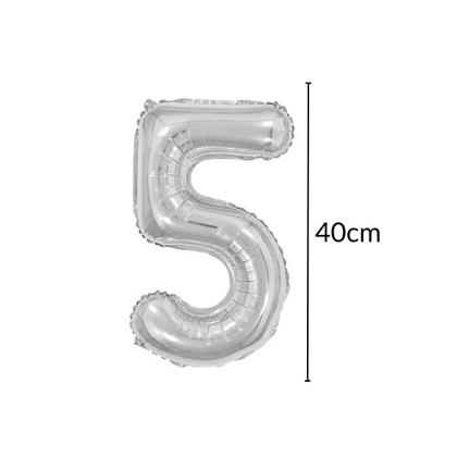 Imagem de Kit 2 Cortinas Metalizadas e Balão Número Bomba de Ar-Prata