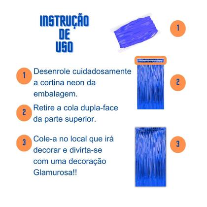 Imagem de Kit 2 Cortinas Metalizadas e Balão Número +Inflador Ar- Azul