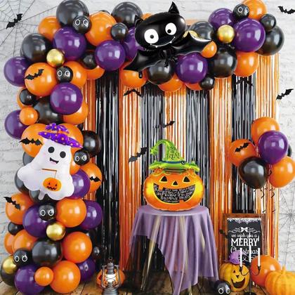 Imagem de Kit 2 Cortinas Metalizadas Em Fita Para Decoração Halloween