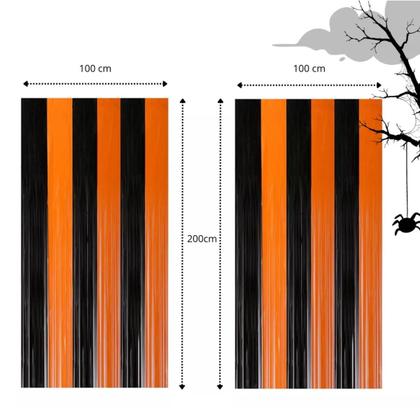 Imagem de Kit 2 Cortinas Metalizadas Em Fita Para Decoração Halloween