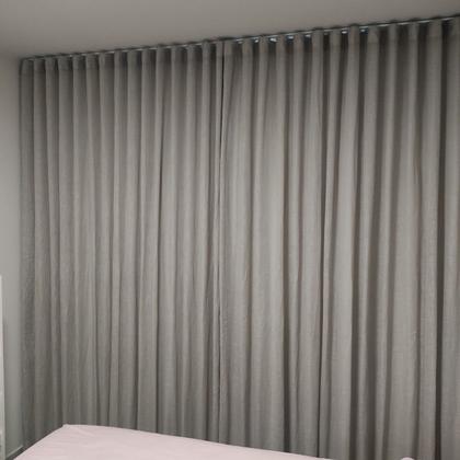 Imagem de Kit 2 Cortinas Voil Gaze De Linho+blackout 100% Trilho Suíço Duplo 9,00x2,24 +  3,00x2,24