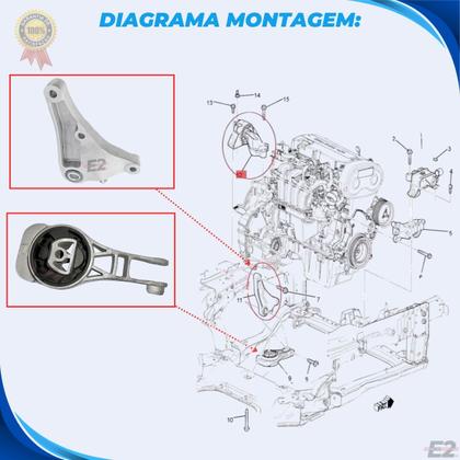 Imagem de Kit 2 Coxim Cambio Automático Onix Spin Cobalt Prisma Sonic