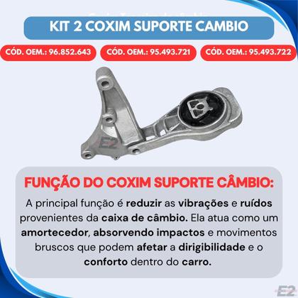 Imagem de Kit 2 Coxim Cambio Automático Onix Spin Cobalt Prisma Sonic