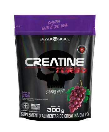 Imagem de Kit 2 Creatina Turbo 300g Sache Sem Sabor + Uva - Black Skull