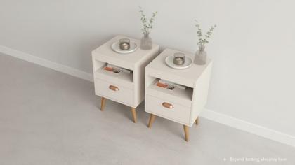 Imagem de Kit 2 Criados Alice com Pés, Gaveta e Nicho para Quarto  Mobi Shop