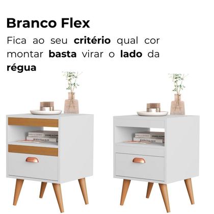 Imagem de Kit 2 Criados Alice com Pés, Gaveta e Nicho para Quarto  Mobi Shop