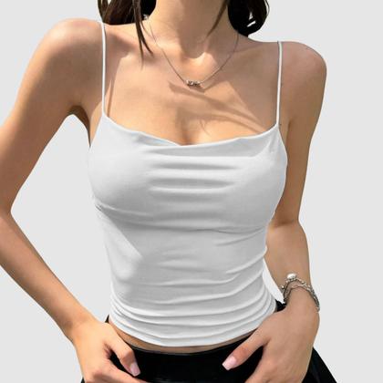 Imagem de Kit 2 Cropped Feminino Decote Reto Alça Fina Elegante Regata Blusinha Costas Nua Casual Verâo