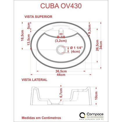 Imagem de Kit 2 Cubas para Banheiro Ov43w Oval Onix Compace Branco