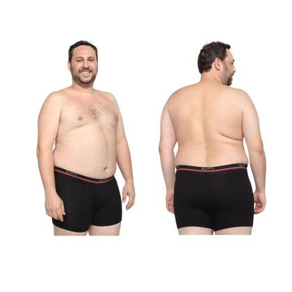 Imagem de Kit 2 Cueca Boxer Plus Size Algodão Com Elastano Tam.XXG Preto 00653 - Lupo  