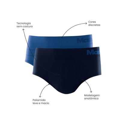 Imagem de Kit 2 Cuecas slip microfibra sem costura Mash Ref:711.03