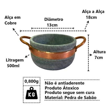 Imagem de Kit 2 Cumbucas AF1002X2INDSJ para Caldo e Sopa Pedra-Sabao Uso em Forno e Fogao a Lenha Cinza