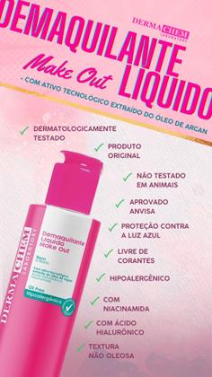 Imagem de Kit 2 Demaquilantes Make Out Para Boca Rosto Dermachem 120ml
