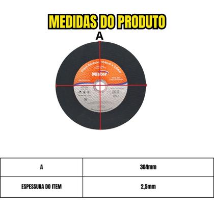 Imagem de Kit 2 Disco de Corte Fino Abrasivo 304x2,5mm Ferramentas