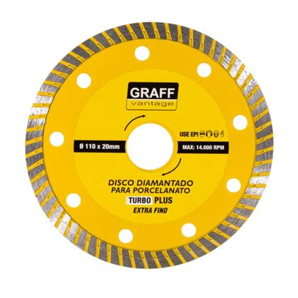 Imagem de Kit 2 Discos Corte Diamantado Porcelanato 110mm Fino Turbo Vidro Azulejo Granito Serra Mármore Extra