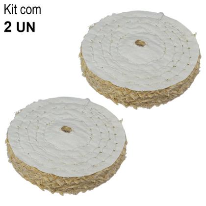 Imagem de Kit 2 Discos de Polimento Costurado Sisal com Tecido Branco 6" - Poli-max
