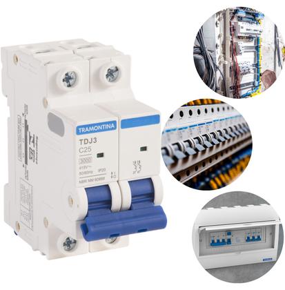 Imagem de Kit 2 Disjuntor bipolar Tramontina para chuveiro iluminação tomadas 10a 16a 20a 25a 32a 40a 50a 63a