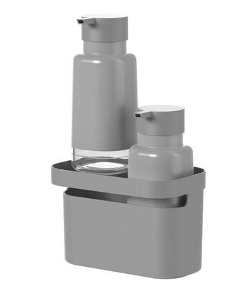 Imagem de Kit 2 Dispensers 500ml + Organizador Detergente Álcool Sabão Sabonete Líquido Banheiro Pia - Ou