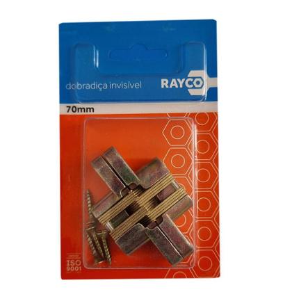 Imagem de Kit 2 Dobradiça Invisível 70Mm Cruz Para Portas Interna