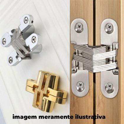 Imagem de Kit 2 Dobradiça Invisível 70Mm Cruz Para Portas Interna