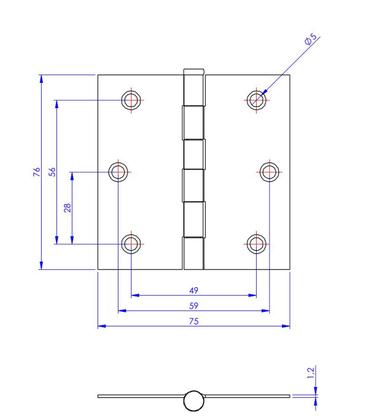 Imagem de Kit 2 Dobradiça Preta Porta / Janela Pino Solto Real 3 x 3"