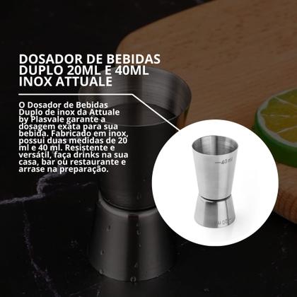 Imagem de Kit 2 Dosador De Bebidas Medidor Inox Bartender Barmen 40/20ml Bar Restaurante