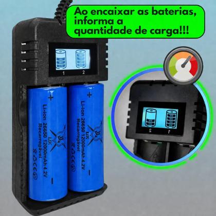 Imagem de Kit 2 (duas) Bateria Recarregável 26650 4,2v 12000mah Li-ion X900 P70 P90 Militar Produto Premium