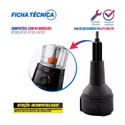 Imagem de Kit 2 Eixos Cinza Para Processador Alimentos Philips Walita RI7300 RI7301 RI7302 e RI7303 Original
