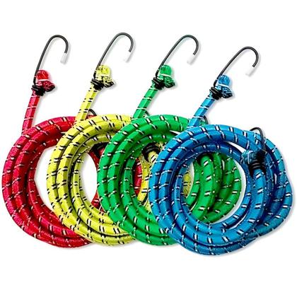 Imagem de Kit 2 Elástico para Moto Corda para Bagageiro 1,50mts Gancho de Metal Resistente Multiuso
