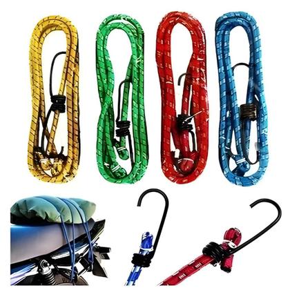 Imagem de Kit 2 Elástico para Moto Corda para Bagageiro 1,50mts Gancho de Metal Resistente Multiuso