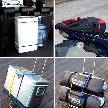Imagem de Kit 2 Elástico para Moto Corda para Bagageiro 1,50mts Gancho de Metal Resistente Multiuso