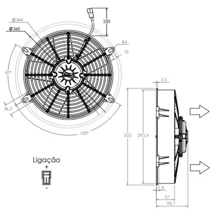 Imagem de Kit 2 Eletroventilador 11 Polegadas 12v Aspirante Imobras